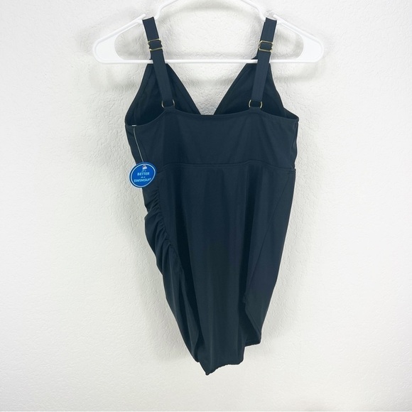 Swimsuits For All Sarong Front Black One Piece Size 12 NWT - Picture 6 of 9